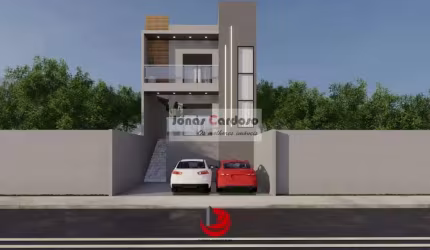 Sobrado em construção à venda na Villa Di Cesar em Mogi das Cruzes. Com 3 quartos, 2 suítes, 2 salas, 2 banheiros, 2 vagas, 141m² de construção!