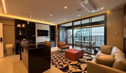 Apartamento para locação, 1 suíte, varanda com  churrasqueira, 2 vagas, mobiliado - 77m² Brooklin