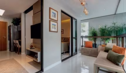 Quarto e Sala - 32 m² - Varanda Gourmet - Lavanderia Compartilhada