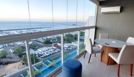 1 Suíte - 69m² - Varanda - Vista Mar - Mobiliado - Área de Serviço - 1 Vaga de Garagem