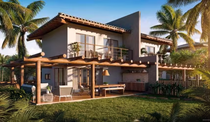 Casa de luxo em condomínio à venda em Praia do Forte, Mata de São João-BA: 2 quartos, 2 suítes, 2 salas, 3 banheiros, 2 vagas, 135m².