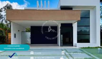 Cond. Vivenda das Marinas - Casa em cond. na  Ponta Negra,  3 suítes,  área construída 160,00 m², Manaus, Am.