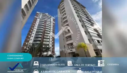 Cond. Living Comfort Dom Pedro c/ 3 quartos sendo 1 suíte e Ampla Varanda Gourmet. Apartamento Padrão
