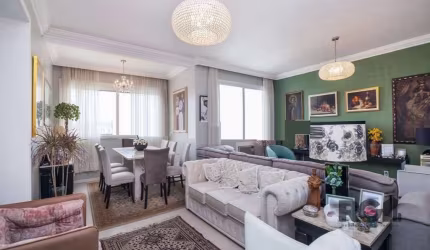 Vende-se apartamento amplo, com 3 dormitórios, 1 suíte, living amplo em 3 ambientes, copa e cozinha, lavabo, área de serviço independente, dependência de empregada, banheiro auxiliar, vaga de garagem.