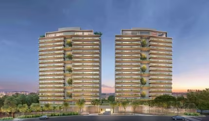 Apartamento garden com mais de 80m² de terraço e 202 m² de apartamento. São 3 suítes (2 com sacada), ampla copa-cozinha com dependência de empregada completa, living para três ambientes com lareira, e