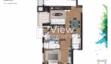 Apartamento com 2 quartos à venda na Rua Gago Coutinho, Bacacheri, Curitiba, 67 m2 por R$ 683.000