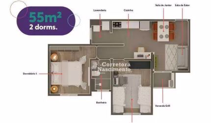 Apartamento com 2 dormitórios à venda, 55 m² por R$ 239.500,00 - Loteamento Jardim Sol Nascente - Jacareí/SP