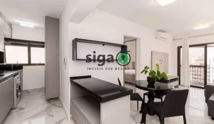 Apto com 42m², no Itaim, MOBILIADO para LOCAÇÂO, com 1 quarto e 1 vaga
