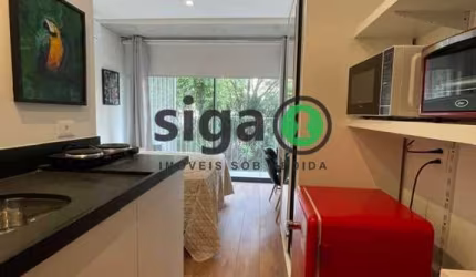 Studio para locação MOBILIADO com 28m², 1 quarto, 1 vaga livre e grande na Vila Madalena