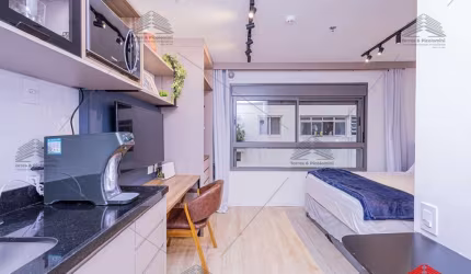Studio de 21 m² a venda no Paraíso, com 1 dormitório, 1 banheiro, lavanderia, área de serviço, mobiliado, moveis planejados, ar condicionado