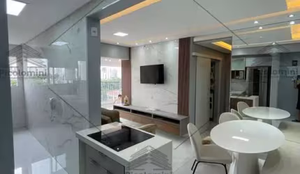 Apartamento a venda no Tatuapé de 78 m², 2 dormitórios, 1 suíte com closet, 2 banheiros, mobiliado, moveis planejados, ar condicionado, 1 vaga