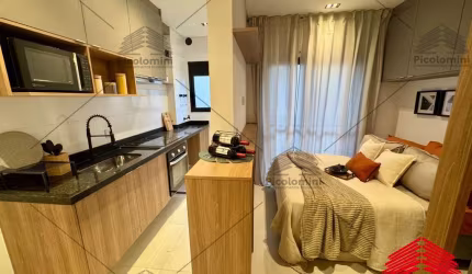 Studio 25 m², Vila Regente Feijó, novo, vaga opcional, 01 quarto, sala, cozinha, banheiro e sacada, prox ao shopping analia franco.