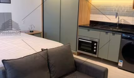 Studio Tatuapé, novo,todo mobiliado,ar condicionado,armários,forno,cooktop,geladeira,microondas,TV 50 polegadas,mesa,sofá,tapete,maquina leva e seca