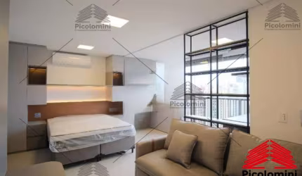 Studio para locação no Tatuapé de 39m², 1 quarto, 1 banheiro, lavanderia, área de serviço, varanda, 1 vaga de garagem