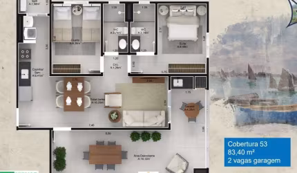 Cobertura - 2dorm/1suíte -83,40m² - Centro - Ubatuba-SP