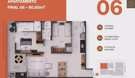 Unidade 1º Andar - Apto 2dorm/1Suíte - 80,80m²- Tenório - Ubatuba-SP