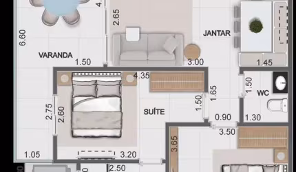 Apto 2dorm/2suítes - 84,54m² - Aruan - Caraguatatuba-SP