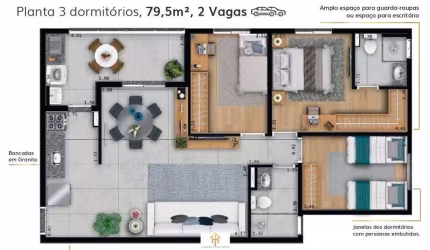 Apto 3dorm/1suíte - 79,50m² - Parque Industrial, São josé dos Campos -SP
