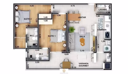 Apto 2dorm/2Suítes - 73,73m²- Barra da Lagoa - Ubatuba-SP