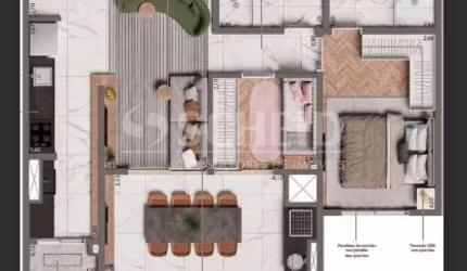 Apartamento Brooklyn em obra 2 quartos suíte 1 vaga