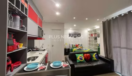 Flat mobiliado para locação no Liberty Home Studio em andar alto com varanda e vista em Sorocaba