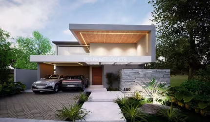 Casa térrea em construção no condominio Alphaville Nova Esplanada 4, 3 suites distribuidas em 250 m