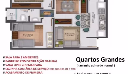 Apartamento novo com 2 quartos, peças amplas 1 vaga de estacionamento demarcada.