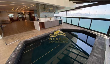 Guarujá Praia das Astúrias 4 Suítes 400m² Debruçado Sobre o Mar Sauna Hidromassagem