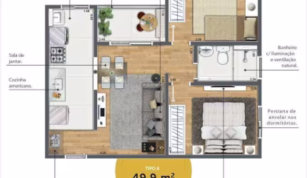 Apartamento com 2 dormitórios à venda, 49 m² por R$ 330.000,00 - Vila Mollon IV - Santa Bárbara D'Oeste/SP