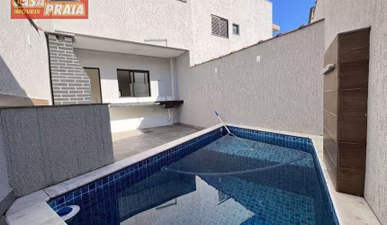 ´PISCINA PRIVATIVA E CHURRASQ. SOBRADO EM CONDOMIO 2 QUARTOS 80METROS DA PRAIA  - Mongaguá/SP
