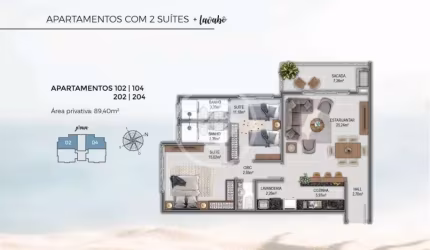 Apartamento novo com 2 suítes codigo: 78488