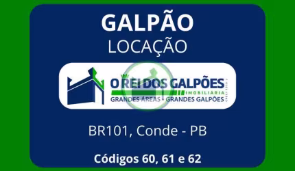 Galpões Comerciais, Margens da BR 101, 2.500m², 5.000m² e 7.500m², no Conde - PB