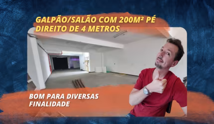 Galpão/salão com 200m² e pé direito alto, bom para diversas finalidades