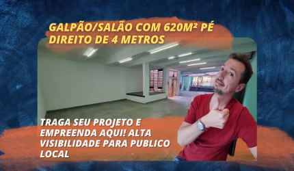 Galpão/salão com 3 pavimentos num total de 620m² com 10 vagas mais para veiculos, sem restrição de segmento!