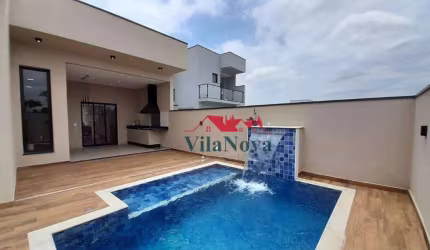 BELÍSSIMA CASA À VENDA COM 3 QTS, 1 SUÍTE, ÁREA GOURMET, PISCINA E 4 VAGAS - COND. EVIDÊNCIAS - INDAIATUBA - SP!