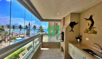 Apartamento frente mar, 3 dormitórios (suítes), Varanda Gourmet, 2 vagas, lazer, Praia das Astúrias, Guarujá/SP