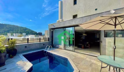 Cobertura à beira mar com 3 quartos (3 suítes), 2 vagas, lazer, Pitangueiras, Guarujá/SP