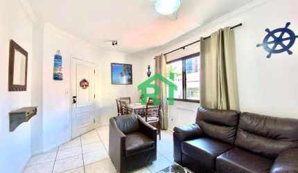 Apartamento Beira Mar com 2 dormitórios, 1 vaga de garagem à venda por R$ 370.000 - Asturias - Guarujá/SP