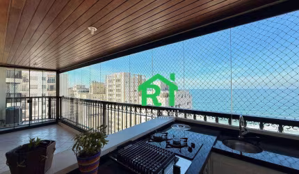 Apartamento à beira mar na Praia das Pitangueiras com 3 quartos (1 suíte), 2 vagas, lazer, Guarujá/SP