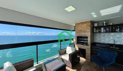 Apartamento à beira mar com 3 dormitórios (3 suítes), 2 vagas, lazer, Pitangueiras, Guarujá/SP