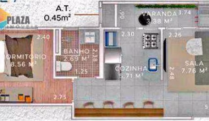 Apartamento com 1 dormitório à venda, 37 m² por R$ 275.000,00 - Boqueirão - Praia Grande/SP