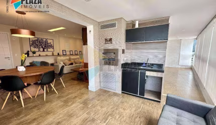 Apartamento mobiliado com 3 quartos e vista mar, disponível para alugar no Canto do Forte, em Praia Grande/SP.