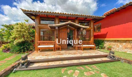 Mansão estilo bali em condomínio pé na areia à venda, 600 m² por R$ 6.000.000 - Manguinhos - Armação dos Búzios/RJ
