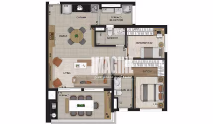 Apartamento no Belém com 2 Dormitórios sendo 1 Suíte, 87 m²