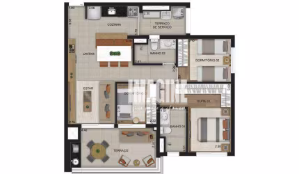 Apartamento no Belém com 3 Dormitórios sendo 1 Suíte, 1 Vaga, 87 m²