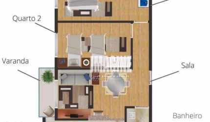 Apartamento em Itaquera com 2 Dormitórios, 1 Banheiro, Sacada, 42 m²