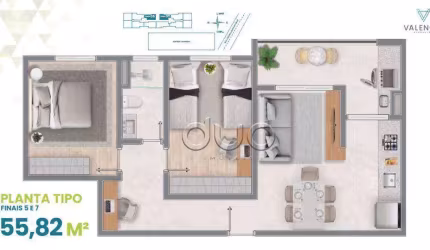 Apartamento com 2 dormitórios à venda, 55 m² por R$ 238.400,00 - Morumbi - Piracicaba/SP