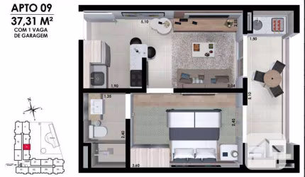 Apartamento com 1 dormitório à venda, 37 m² por R$ 318.000,00 - Vila Bela Vista - Itatiba/SP