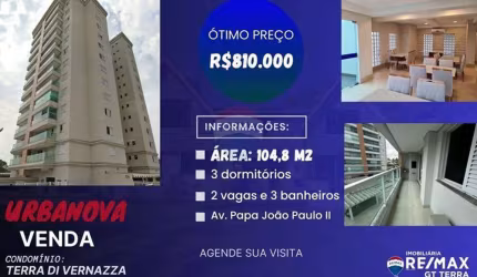 Apartamento Terra Di Vernazza em Urbanova - 104,8 m2 em São José dos Campos/SP
