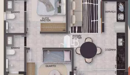 Apartamento no bairro Centro com dois quartos.